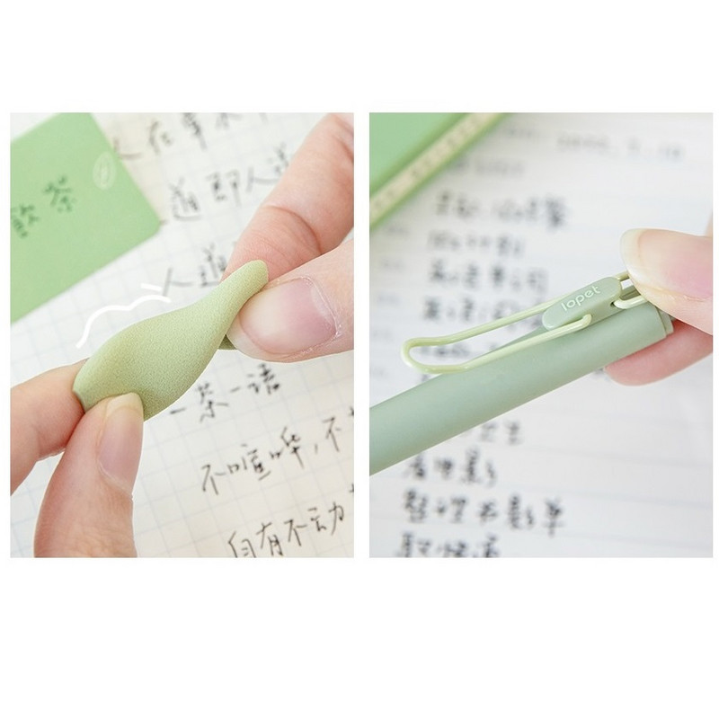 4gab Zaļās tējas gēla tintes pildspalvu komplekts, mīksts pieskāriena turētājs 0,5 mm lodīšu melna krāsa rakstīšanai Office School F7343