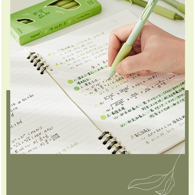 4gab Zaļās tējas gēla tintes pildspalvu komplekts, mīksts pieskāriena turētājs 0,5 mm lodīšu melna krāsa rakstīšanai Office School F7343