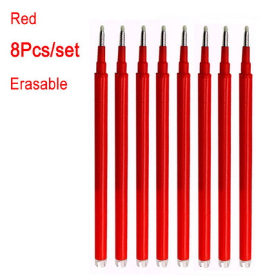 DELVTCH Set de 8 bucăți 0,7 mm 0,5 mm tijă de reumplere pentru stilou gel șters, cu 8 culori, mâner cu vârf de glonț, birou, școală, scris, papetărie 11 cm