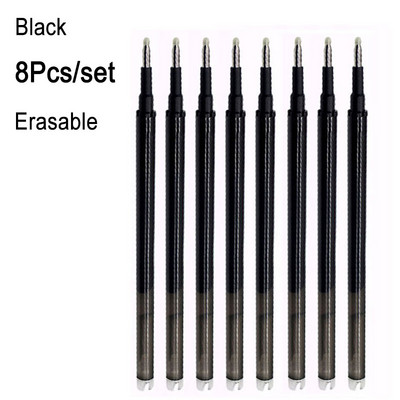 DELVTCH Set de 8 bucăți 0,7 mm 0,5 mm tijă de reumplere pentru stilou gel șters, cu 8 culori, mâner cu vârf de glonț, birou, școală, scris, papetărie 11 cm