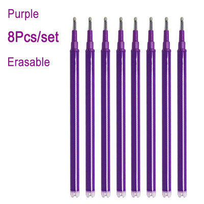 DELVTCH Set de 8 bucăți 0,7 mm 0,5 mm tijă de reumplere pentru stilou gel șters, cu 8 culori, mâner cu vârf de glonț, birou, școală, scris, papetărie 11 cm