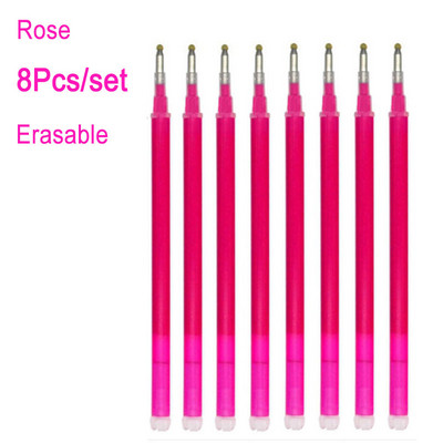 DELVTCH Set de 8 bucăți 0,7 mm 0,5 mm tijă de reumplere pentru stilou gel șters, cu 8 culori, mâner cu vârf de glonț, birou, școală, scris, papetărie 11 cm
