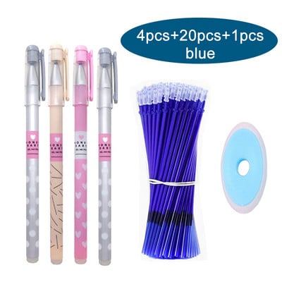 25Pcs/Lot Set olovki za mačke koje se mogu izbrisati, slatke olovke s jednorogom, periva gel olovka, 0,5 mm štapići za ponovno punjenje, uredska škola, kawaii pisaći pribor, poklon