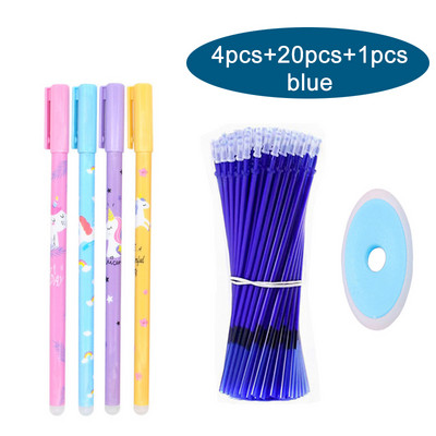 25Pcs/Lot Set olovki za mačke koje se mogu izbrisati, slatke olovke s jednorogom, periva gel olovka, 0,5 mm štapići za ponovno punjenje, uredska škola, kawaii pisaći pribor, poklon