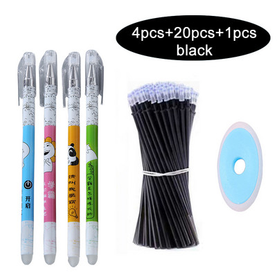 25Pcs/Lot Set olovki za mačke koje se mogu izbrisati, slatke olovke s jednorogom, periva gel olovka, 0,5 mm štapići za ponovno punjenje, uredska škola, kawaii pisaći pribor, poklon