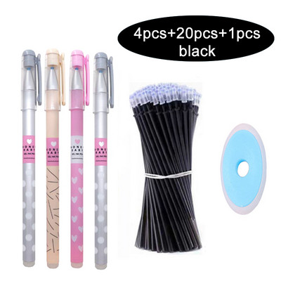 25Pcs/Lot Set olovki za mačke koje se mogu izbrisati, slatke olovke s jednorogom, periva gel olovka, 0,5 mm štapići za ponovno punjenje, uredska škola, kawaii pisaći pribor, poklon