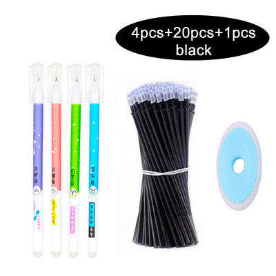 25Pcs/Lot Set olovki za mačke koje se mogu izbrisati, slatke olovke s jednorogom, periva gel olovka, 0,5 mm štapići za ponovno punjenje, uredska škola, kawaii pisaći pribor, poklon