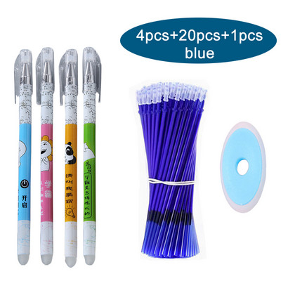 25Pcs/Lot Set olovki za mačke koje se mogu izbrisati, slatke olovke s jednorogom, periva gel olovka, 0,5 mm štapići za ponovno punjenje, uredska škola, kawaii pisaći pribor, poklon