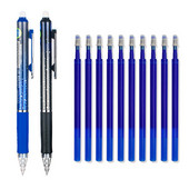 1+10 gab/partija Automātiski dzēšams gēla pildspalvu komplekts Creative 0,5mm melna/zila tinte, uzpilde studentu rakstīšanas kancelejas piederumi, skolas biroja piederumi