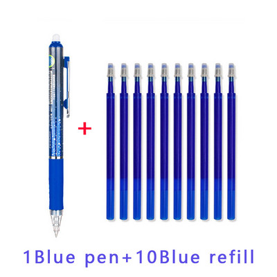 1+10 gab/partija Automātiski dzēšams gēla pildspalvu komplekts Creative 0,5mm melna/zila tinte, uzpilde studentu rakstīšanas kancelejas piederumi, skolas biroja piederumi