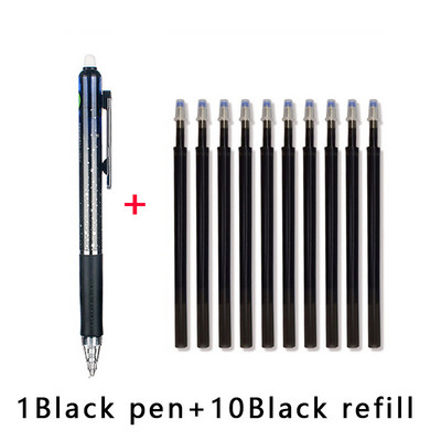 1+10 gab/partija Automātiski dzēšams gēla pildspalvu komplekts Creative 0,5mm melna/zila tinte, uzpilde studentu rakstīšanas kancelejas piederumi, skolas biroja piederumi