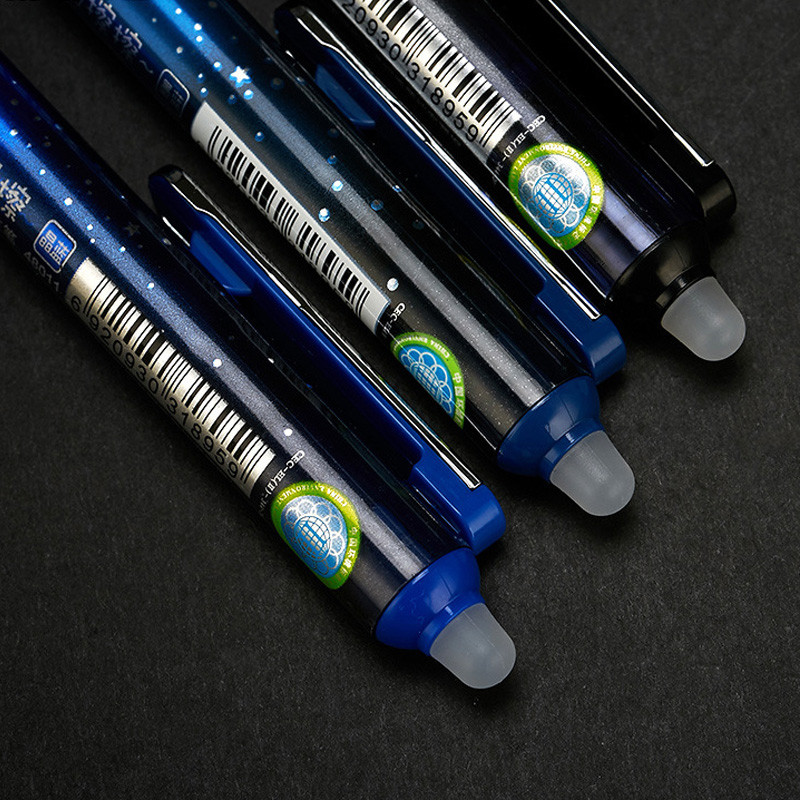 1+10 gab/partija Automātiski dzēšams gēla pildspalvu komplekts Creative 0,5mm melna/zila tinte, uzpilde studentu rakstīšanas kancelejas piederumi, skolas biroja piederumi