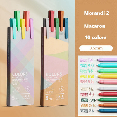 Haile 5/10kom/lot slatke Morandi gel olovke u boji Set Vintage Pen 0,5 mm Fina tinta, za ručne račune, Markeri za crtanje bilješki Pribor