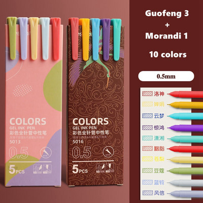 Haile 5/10kom/lot slatke Morandi gel olovke u boji Set Vintage Pen 0,5 mm Fina tinta, za ručne račune, Markeri za crtanje bilješki Pribor