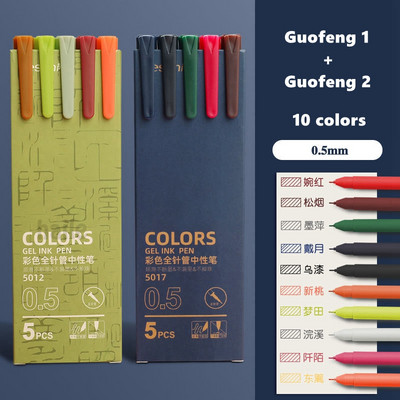 Haile 5/10kom/lot slatke Morandi gel olovke u boji Set Vintage Pen 0,5 mm Fina tinta, za ručne račune, Markeri za crtanje bilješki Pribor