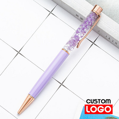 Pix creativ cu flori uscate Pix cu bilă din metal Logo personalizat privat Gravat cu nume Cadou de aniversare Cadou pentru petrecere