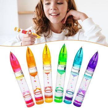 Liquid Motion Bubbler Fidget Pen за деца и възрастни Сензорни играчки за облекчаване на стреса Цветен течен таймер Домашен офис Нова писалка