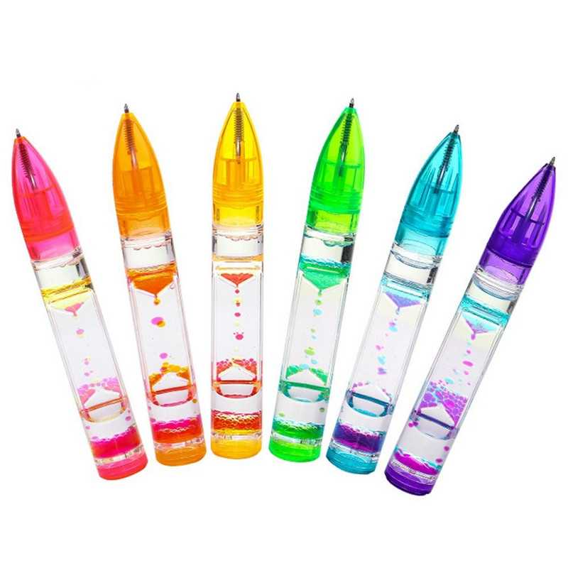 Liquid Motion Bubbler Fidget Pliiats lastele ja täiskasvanutele Stressi leevendamiseks sensoorsed mänguasjad Värvilised vedeliku taimer Kodukontori Uudne pliiats