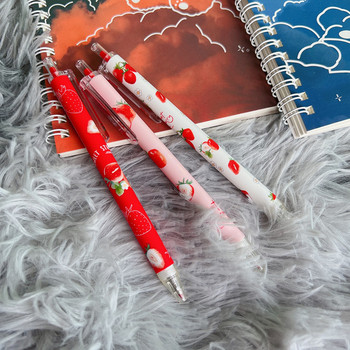 6 бр./лот Сладки химикалки Strawberry Press Gel Pen Set 0,5 mm Химикалка с черно мастило за училищни канцеларски материали Консумативи за писане на ученици
