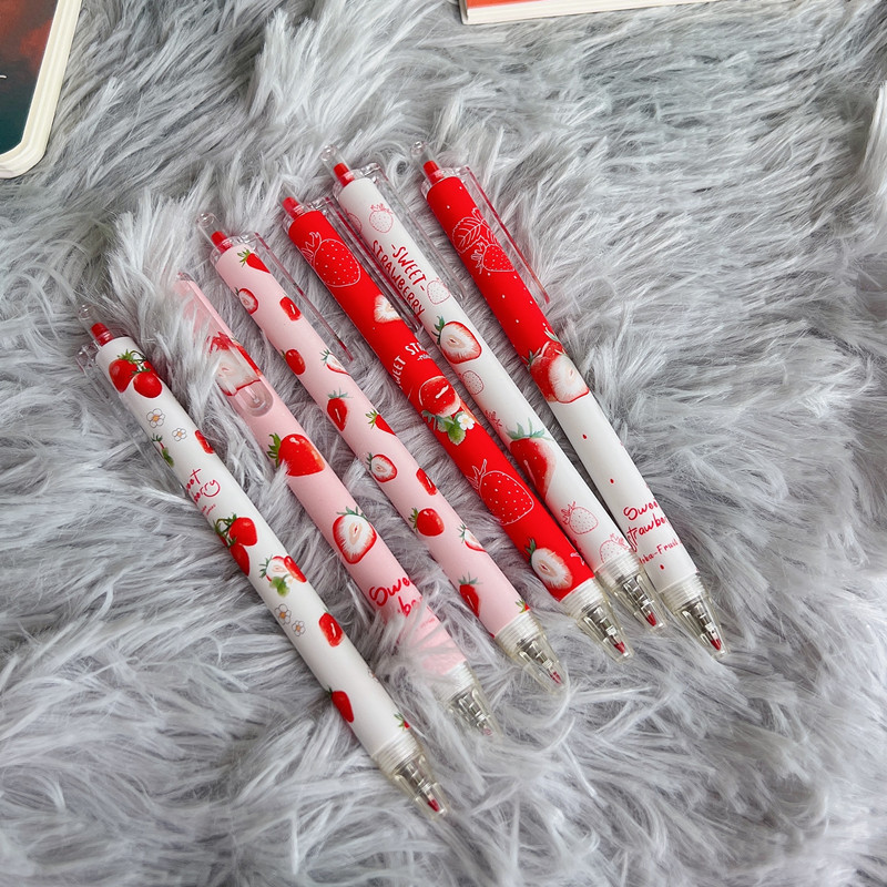 6 kom/lot slatke olovke Strawberry Press Gel Pen set 0,5 mm kemijska olovka s crnom tintom za školski pribor Pribor za pisanje učenika