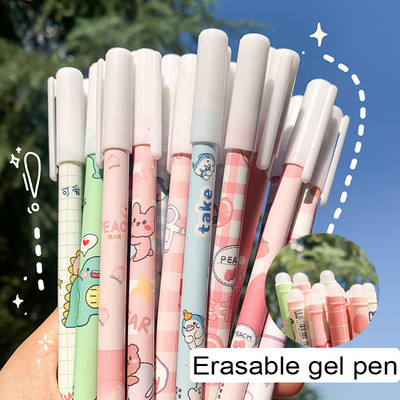 8 τεμάχια/Σετ Kawaii Erasable Gel Pens Colored Blue Refill 0,5 Mm Nib Ballpoint for Girls Writing Korean School Scaledary