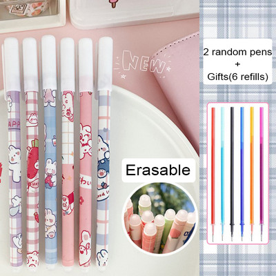 8Pcs/Set Kawaii brisive gel olovke u boji s plavim punjenjem, 0,5 mm pero, kemijska olovka za djevojčice koje pišu, korejski školski pribor, pribor