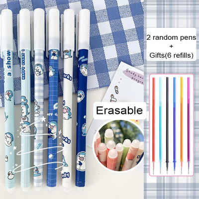 8Pcs/Set Kawaii brisive gel olovke u boji s plavim punjenjem, 0,5 mm pero, kemijska olovka za djevojčice koje pišu, korejski školski pribor, pribor