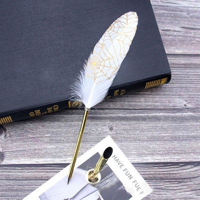 Pix cu pene de aur cu pulverizare, instrument de scris, cadou de Crăciun, pix pentru semnătură, articole de papetărie, rechizite de birou pentru școală