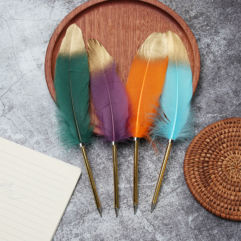 Pix cu pene de aur cu pulverizare, instrument de scris, cadou de Crăciun, pix pentru semnătură, articole de papetărie, rechizite de birou pentru școală