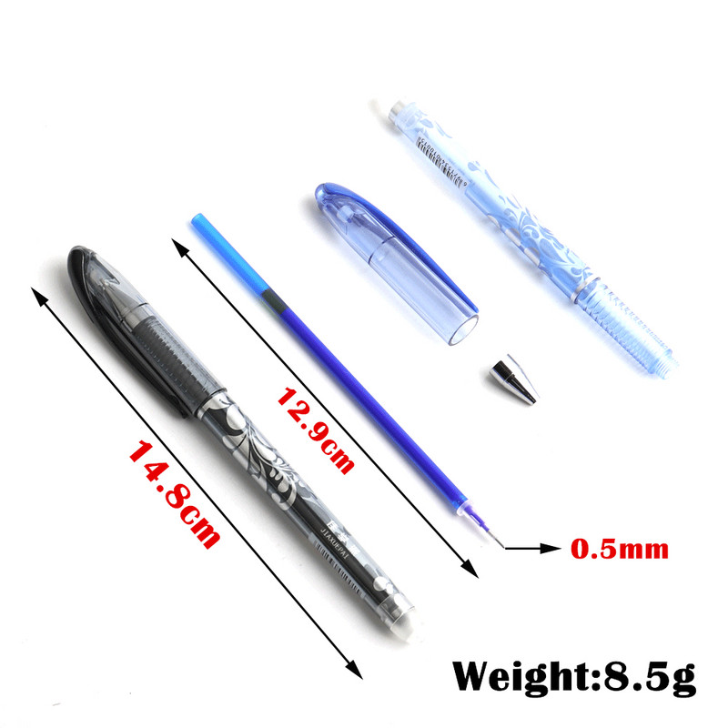 4/20/ks/sada 0,5 mm modro-čierne gélové pero s vymazateľnou náplňou, vymazateľné pero s umývateľnou rukoväťou, školské písanie, gélové pero