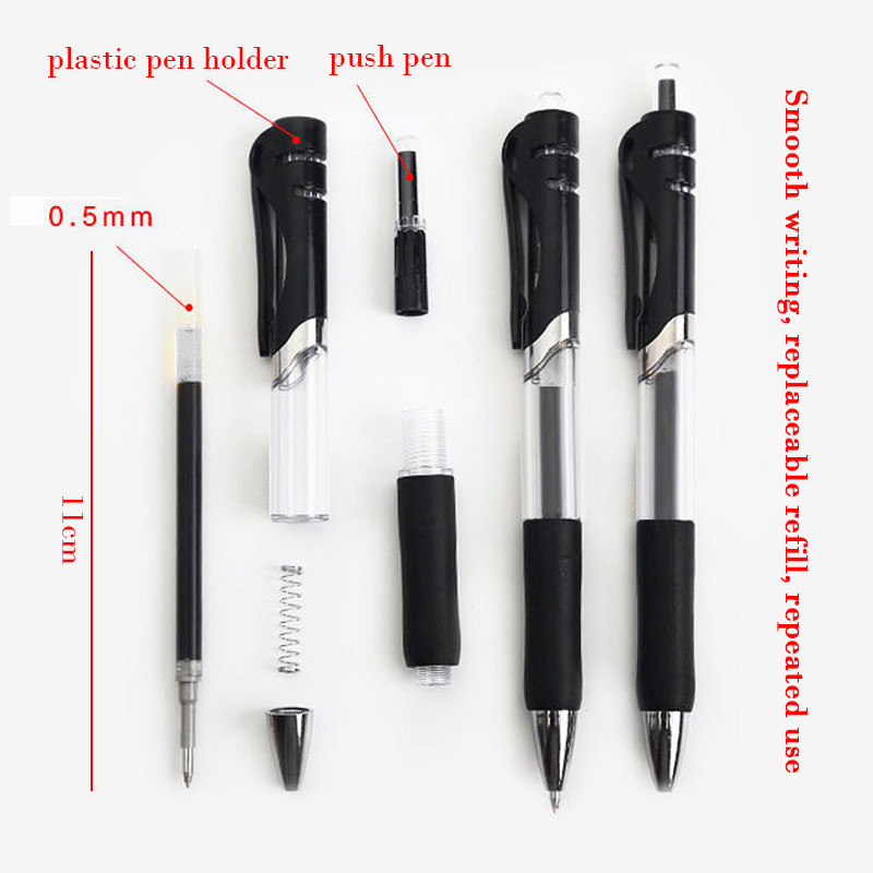 5+20Pcs/Lot Komplet gel olovaka na uvlačenje crne/crvene/plave tinte za pisanje 0,5 mm punjenja Uredski pribor Školski pribor Pribor