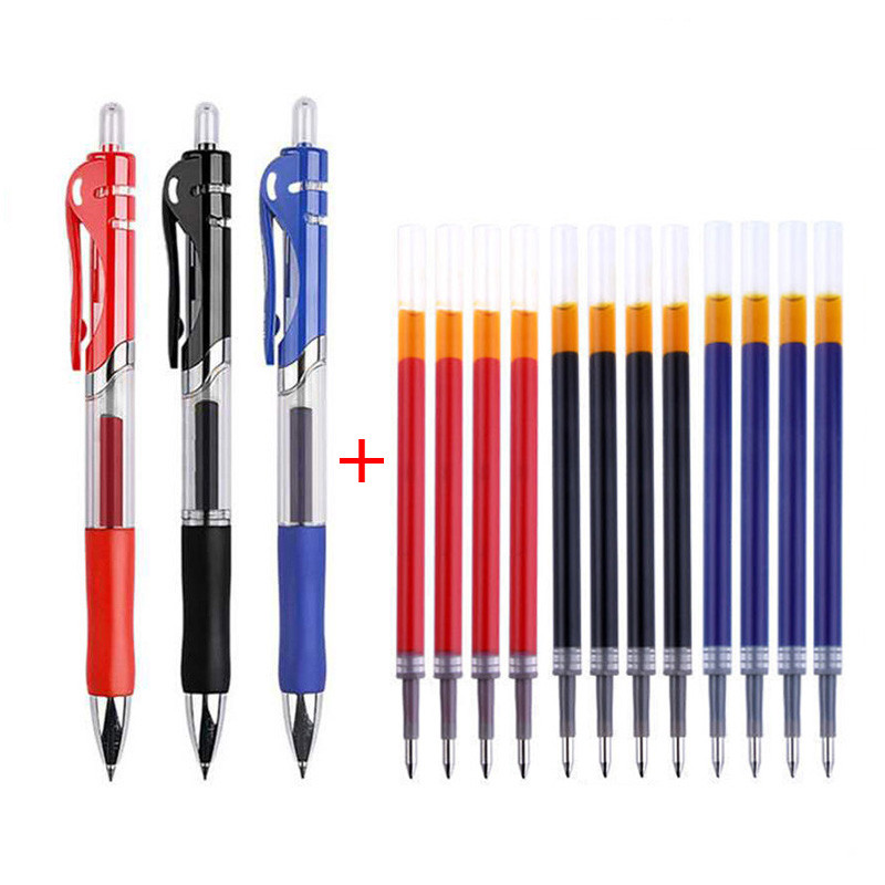 5+20Pcs/Lot Komplet gel olovaka na uvlačenje crne/crvene/plave tinte za pisanje 0,5 mm punjenja Uredski pribor Školski pribor Pribor