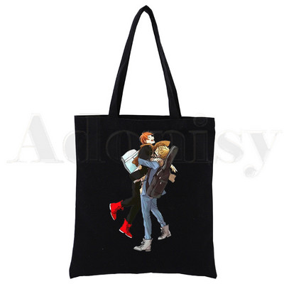 Yaoi Bl Given Anime Mafuyu Ženske ručne torbe Platnena platnena velika torba Crne ženske ekološke višekratne torbe za kupnju na rame Bolsas De Tela