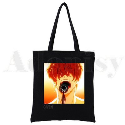 Yaoi Bl Given Anime Mafuyu Ženske ručne torbe Platnena platnena velika torba Crne ženske ekološke višekratne torbe za kupnju na rame Bolsas De Tela
