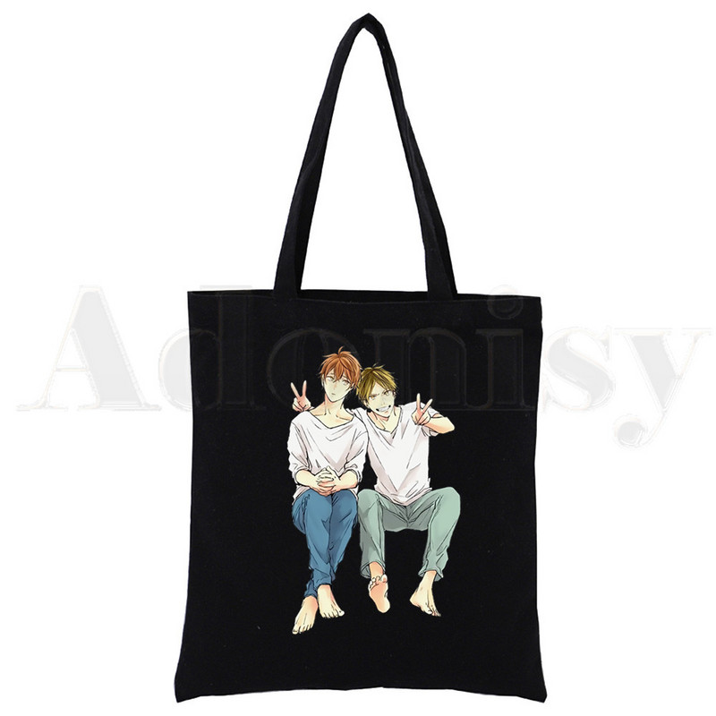 Yaoi Bl Given Anime Mafuyu Ženske ručne torbe Platnena platnena velika torba Crne ženske ekološke višekratne torbe za kupnju na rame Bolsas De Tela