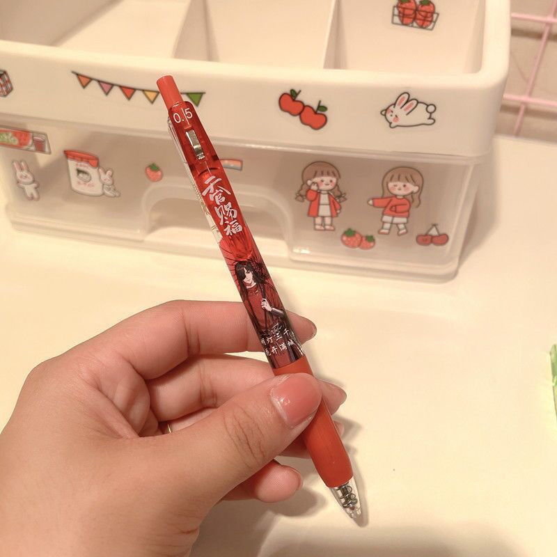 6pcs/set Comic Heaven Official's Blessing Gel Pen Style Press Bullet Anime Tian Guan Ci Fu Hua Cheng 0,5 mm crna olovka za pisanje
