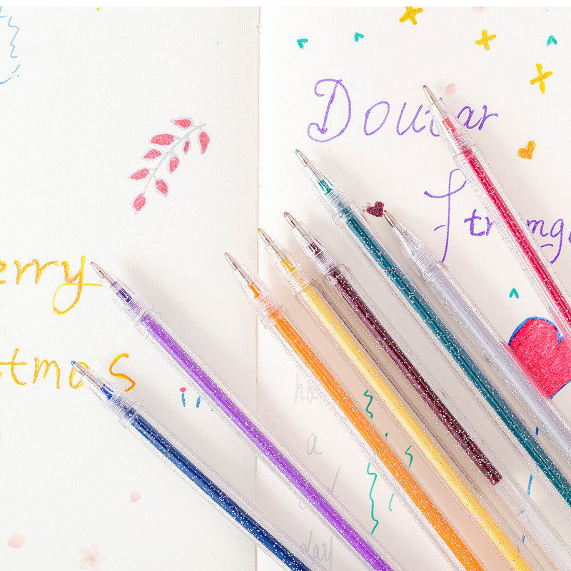 8 τεμάχια/σετ Χρώματα Kawaii Glitter Gel στυλό Χαριτωμένο έγχρωμο στυλό σχεδίασης Μαρκαδόρος για κορίτσια παιδιά Δώρο DIY School Art Stationery