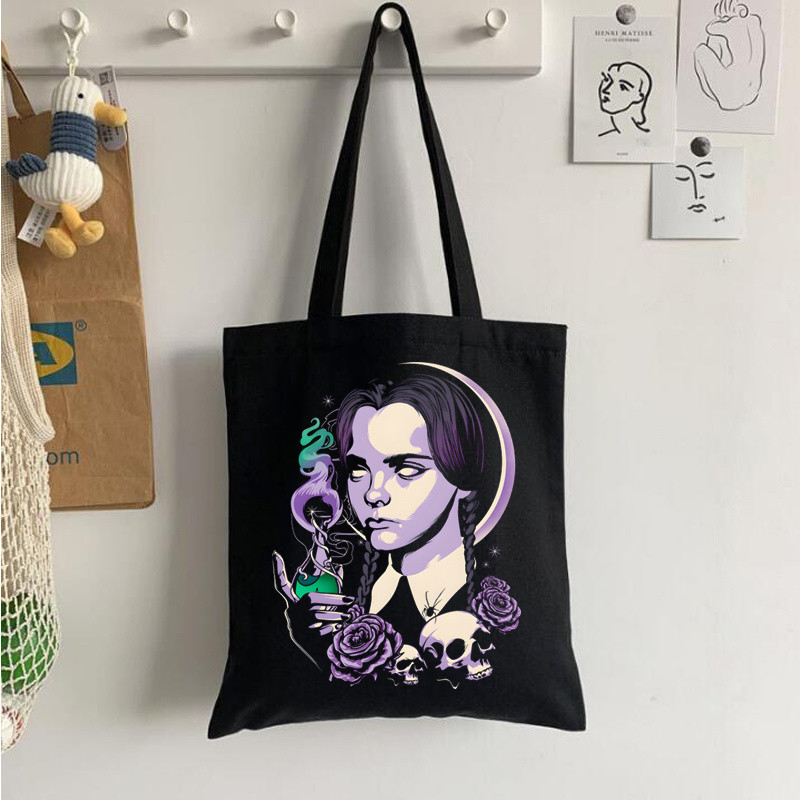 Streda Addams nákupná taška kabelka recyklačná taška bolso bolsa taška reciclaje tkané bolsas reutilizables boodschappentas cabas