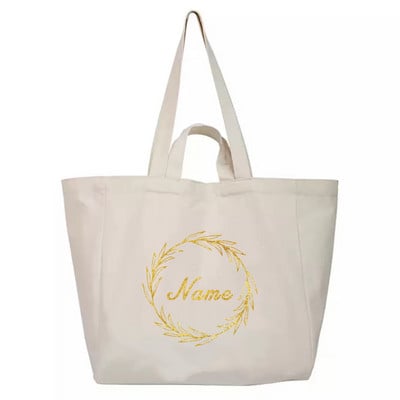 Geantă de cumpărături reutilizabilă Nume personalizat personalizat Geantă portabilă de umăr Genți de mână pentru femei Geantă pliabilă pentru băcănie de călătorie
