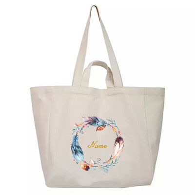 Geantă de cumpărături reutilizabilă Nume personalizat personalizat Geantă portabilă de umăr Genți de mână pentru femei Geantă pliabilă pentru băcănie de călătorie