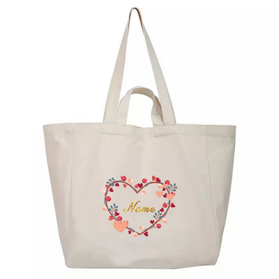 Geantă de cumpărături reutilizabilă Nume personalizat personalizat Geantă portabilă de umăr Genți de mână pentru femei Geantă pliabilă pentru băcănie de călătorie