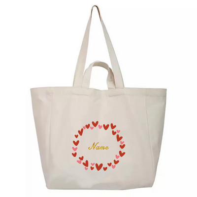 Geantă de cumpărături reutilizabilă Nume personalizat personalizat Geantă portabilă de umăr Genți de mână pentru femei Geantă pliabilă pentru băcănie de călătorie