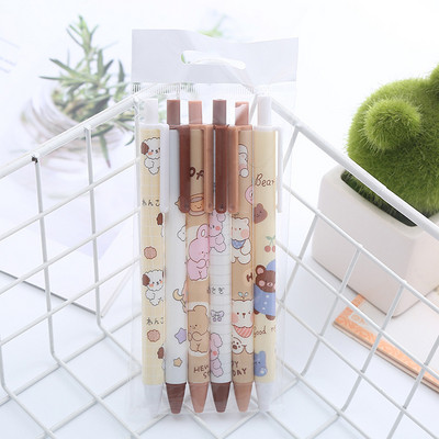 6 komada Kawaii gel olovke Set Cartoon Press Kemijska olovka za učenike koji pišu slatke gel olovke 0,5 mm crno punjenje Uredski školski pribor