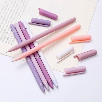 6 τμχ/Παρτίδα Cartoon Morandi 0,5mm Black Ink Gel Pens Kawaii Simple Boligrafos For Kids Δώρα Σχολικά είδη γραφείου Χαρτικά