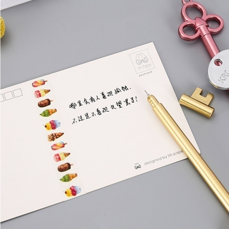 6Pcs/lot Ključevi Dizajn gel olovke Set Kawaii dopisnice Olovke Canetas Materijal Escolar Uredski školski pribor Dopisnice Pokloni