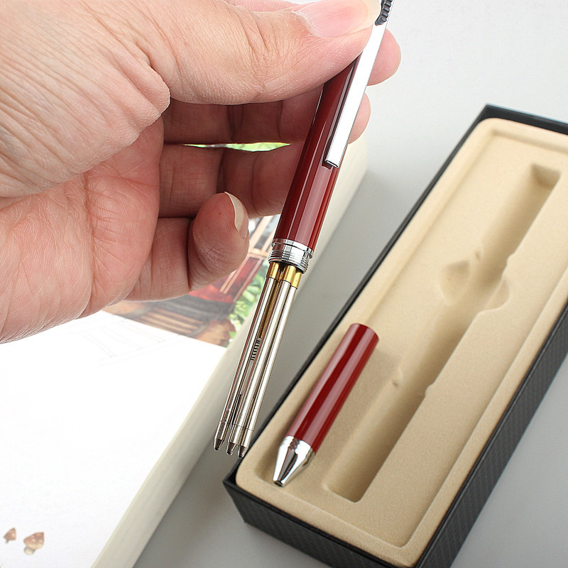 Pixuri cu bilă din metal multicolor 4 în 1, pix cu bilă 3 culori, 1 creion automat pentru școală, rechizite de scris, cadouri de papetărie