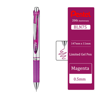 Japan Pentel Gel Pen BLN75 Stilo cu apă presă netedă și cu uscare rapidă pentru studenți cu rechizite școlare de 0,5 mm Papetarie 20 de culori