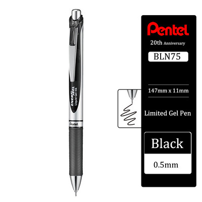 Japan Pentel Gel Pen BLN75 Stilo cu apă presă netedă și cu uscare rapidă pentru studenți cu rechizite școlare de 0,5 mm Papetarie 20 de culori