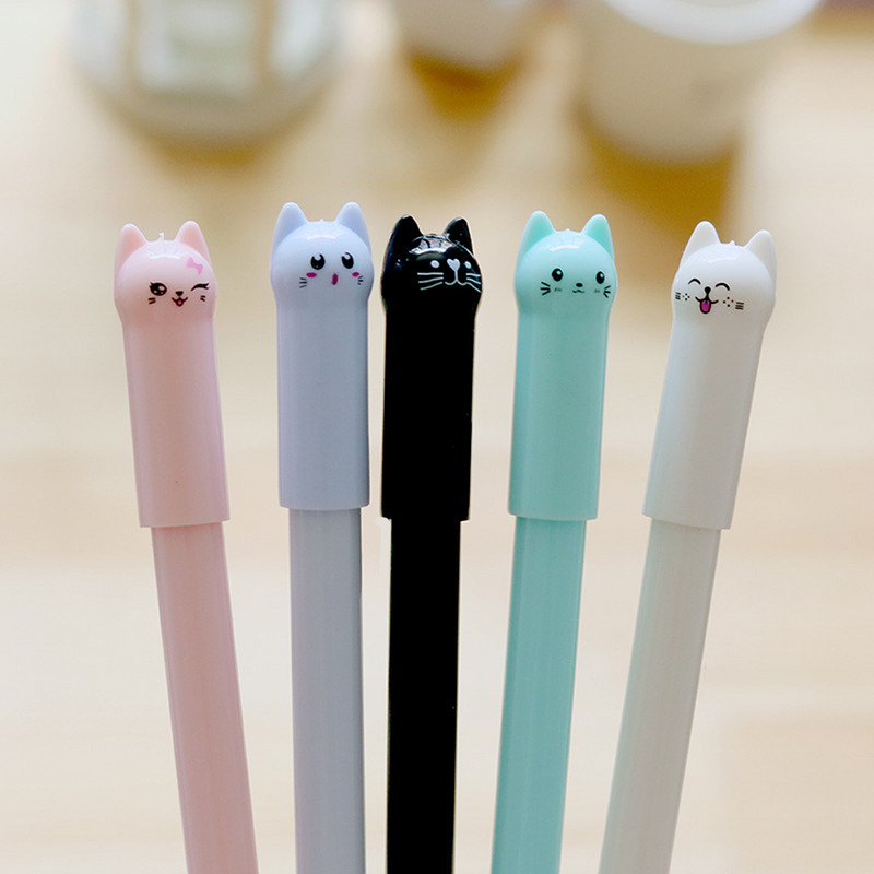 5Pcs/set Kawaii Cat gel olovka 0,38 mm Kreativna slatka neutralna tintna olovka Dječje poklon olovke Školski uredski pribor za pisanje Pribor