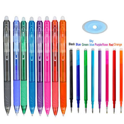 8 culori Magic Erasable Pen Press Gel Pen Ștersabil Reumple Gel Cerneală Pixuri retractabile lavabile Mâner Tijă Papetărie pentru școală